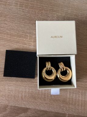 AUREUM Shiny Gold Double-Loop Drop Earrings